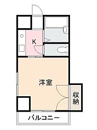 桜花レジデンス 1Kの間取図画像