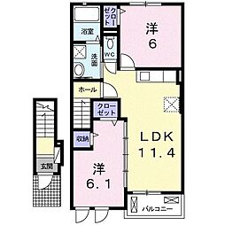 グランデカーサH 2LDKの間取図画像