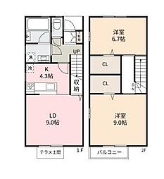 プレイスメゾン上之町 2LDKの間取図画像
