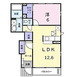 グラスランドレジデンスH 1LDKの間取図画像