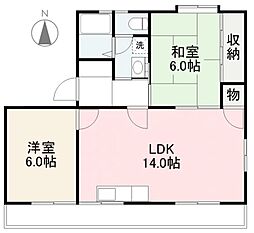 河田ハイツ 2LDKの間取図画像