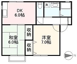 ドミール西神 2DKの間取図画像