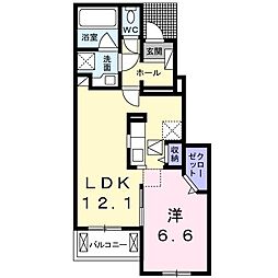 フェリーチェ六条A 1LDKの間取図画像