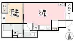 高松市木太町アパート 1LDKの間取図画像
