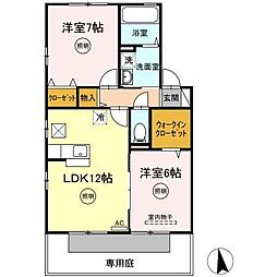 フォルテシモ木太A 2LDKの間取図画像