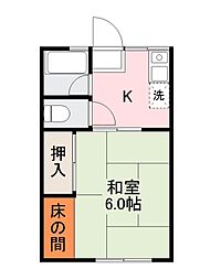 シティハイムコーポM2 1Kの間取図画像