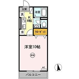 アイコート 1Kの間取図画像