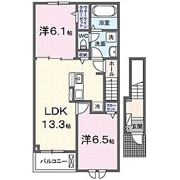 ベルエア国分寺D 2LDKの間取図画像