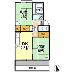 ファミールえんざC 2DKの間取図画像