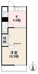 浜新コーポ 1DKの間取図画像