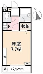 ベルメゾン松福 1階1Kの間取り