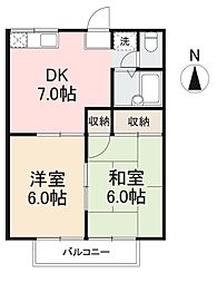 タウンハウスN 2DKの間取図画像