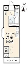 ウエストハイツ ワンルームの間取図画像