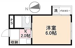 近江ハイツ 1Kの間取図画像