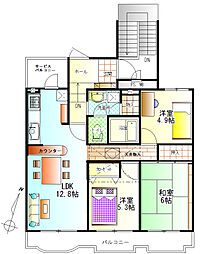 オリエント東林間ハウス-2 3LDKの間取図画像