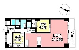 パレス瀬戸 2LDKの間取図画像