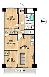 朝日プラザ小阪 3LDKの間取図画像