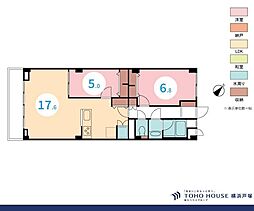 山手町マンション 2LDKの間取図画像