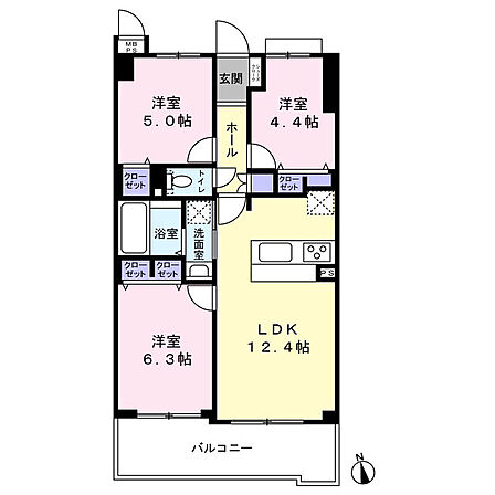 専有面積約59.87?の3LDK