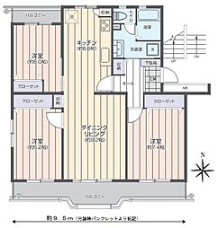 津田沼ハイツB 3LDKの間取図画像
