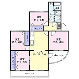 秋津第一団地1-1-8 4LDKの間取図画像
