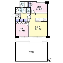 クリオ津田沼弐番館 2LDKの間取図画像