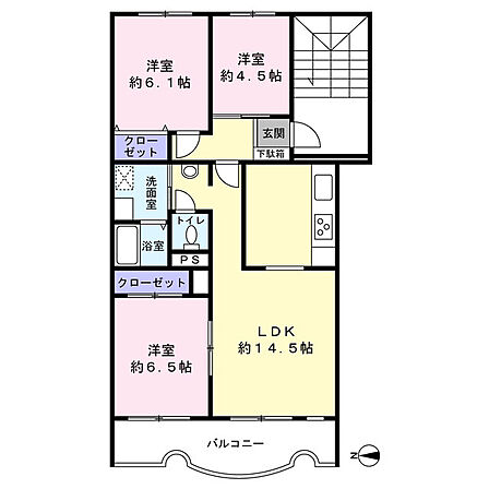専有面積約72.85？の広々3LDK