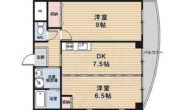 シャンパーニュ四条 ｜京都府京都市右京区梅津南広町(賃貸マンション2DK・4階・55.20㎡)の写真 その2