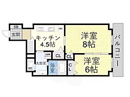 Casa花車 2DKの間取図画像
