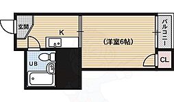 シモン堀川 1Kの間取図画像