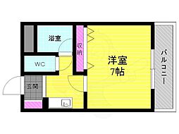 ジャスティ川島 2階1Kの間取り