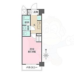 キンブリッジ京都千本丸太町 1Kの間取図画像