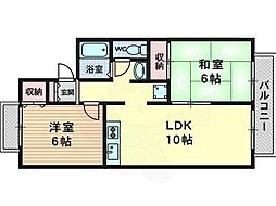 セジュマリール桂B 2LDKの間取図画像
