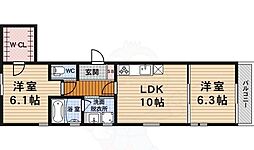 Boulogne府庁前 2LDKの間取図画像