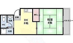 サンライズ紫野 1DKの間取図画像