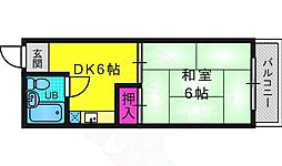 レジデンス桂 1DKの間取図画像