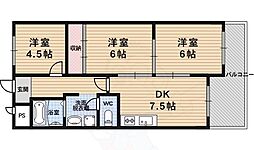千晃ハイツ 3DKの間取図画像