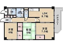 イースタン平野路 3LDKの間取図画像