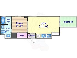 グレース二条城北 1LDKの間取図画像