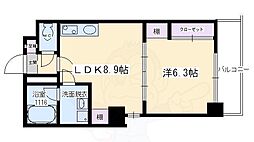 グラシオン西陣 1LDKの間取図画像