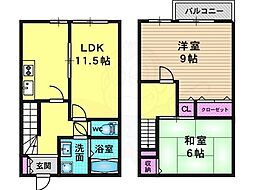 イーズコート桂2 2LDKの間取図画像
