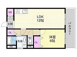 ラ・ファルド嵯峨 1LDKの間取図画像