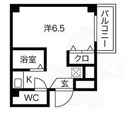 スペースレジデンス西陣 1Kの間取図画像