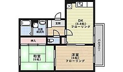 ソレイユ上賀茂 2DKの間取図画像