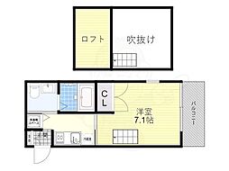 アクアプレイス京都西陣 ワンルームの間取図画像