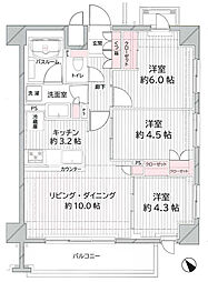 レジデンシャルステート国立さくらの杜 3LDKの間取図画像