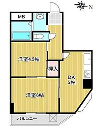 野本ビル 2DKの間取図画像