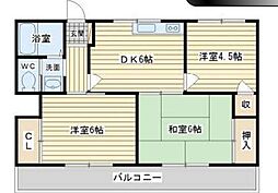 めぞんたきがわ 2LDKの間取図画像