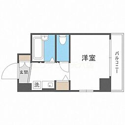 シャネル新大阪 1Kの間取図画像