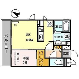 ハイデンス吹田 1LDKの間取図画像